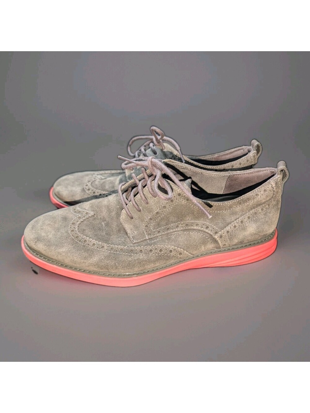 Cole Haan Grand Evolution Oxfords Mens 10.5 M Charcoal Gray Coral Business...
